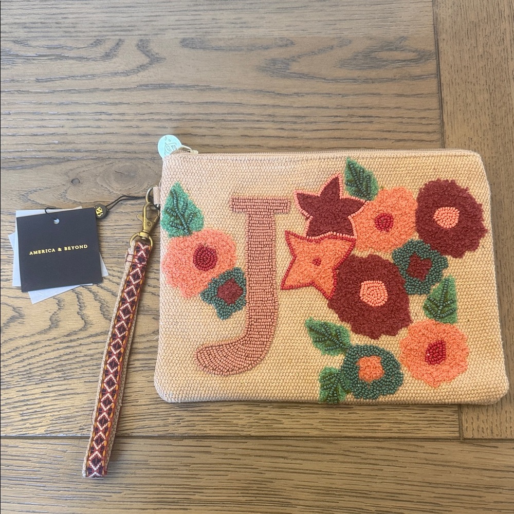 Embroidered Floral Clutch with Wristlet